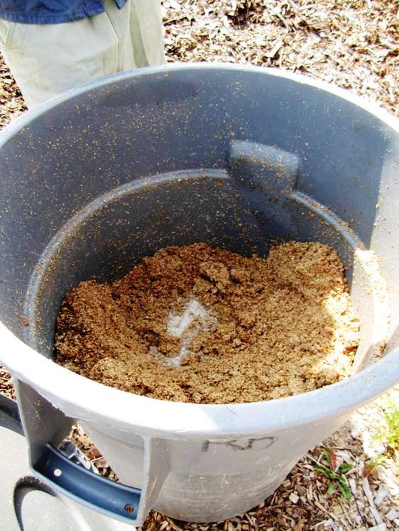 The spent grain is perfect worm food because barley fits easily into worms' tiny mouths.