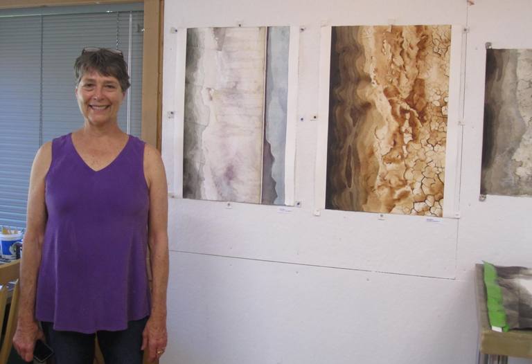 Emily and a few of her gorgeous topographical representations, based on Oregon's Summer Lake and environs.