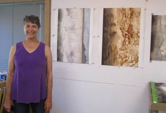 Emily and a few of her gorgeous topographical representations, based on Oregon's Summer Lake and environs.